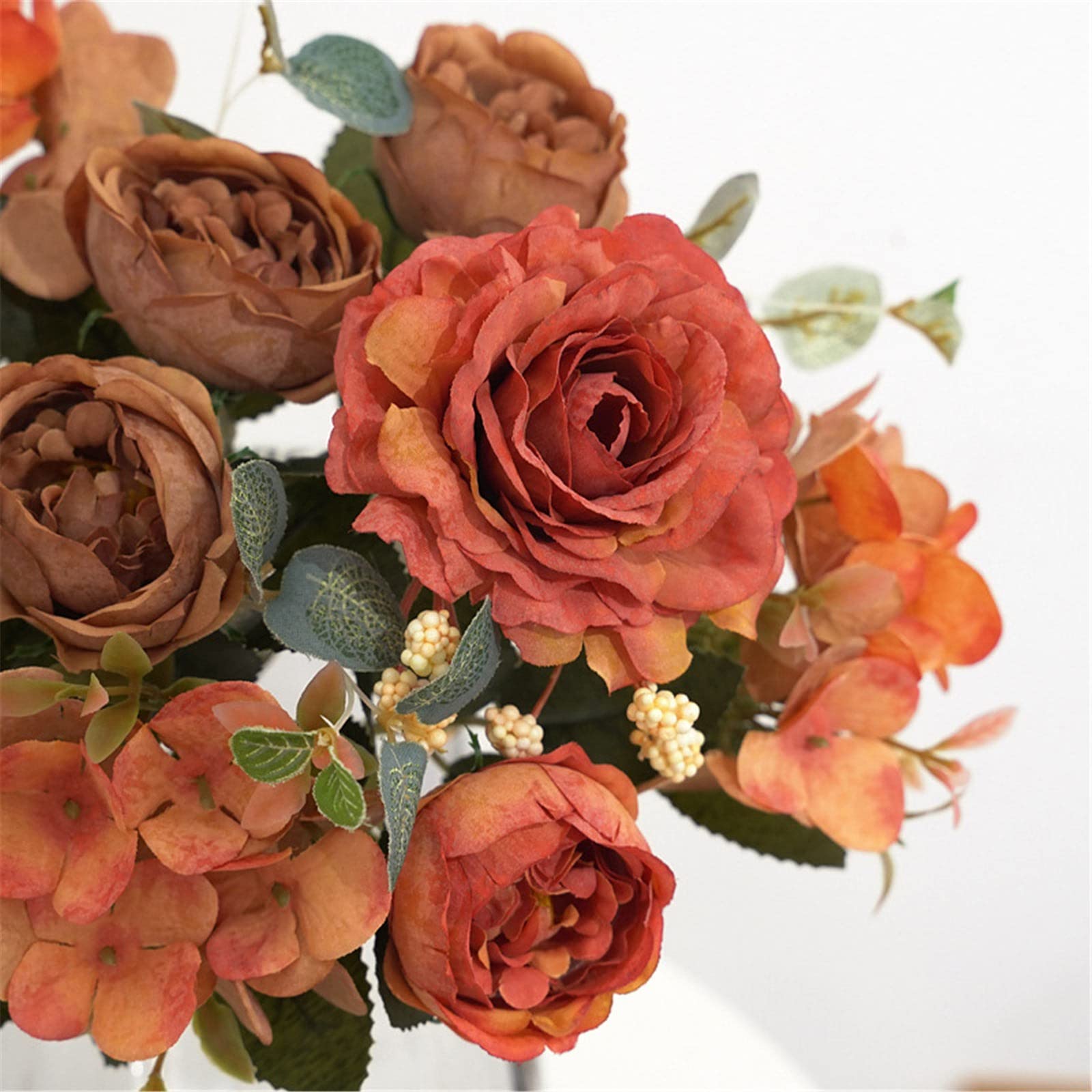 Artificial Peony & Silk Rose Wedding Bouquets - Realistic Fake Flowers for Bridal Bouquets, Centerpieces & Home Decor (Hand-Tied, Pink Wisteria, Red A-C, One Size)