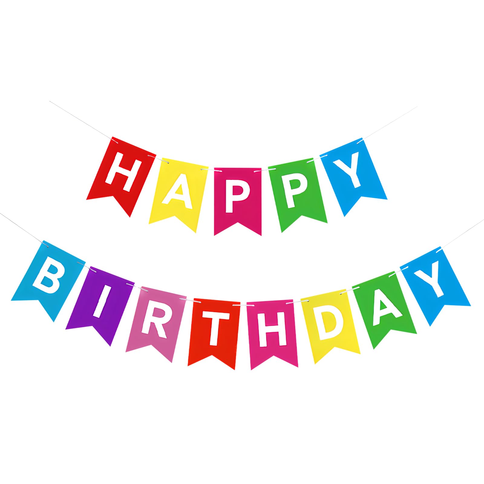 Rainbow Happy Birthday Banner - Colorful Birthday Bunting & Party Backdrop Decorations for Women, Kids & Baby Showers | Perfect for Indoor & Outdoor Celebrations, Birthday Parties & Special Events