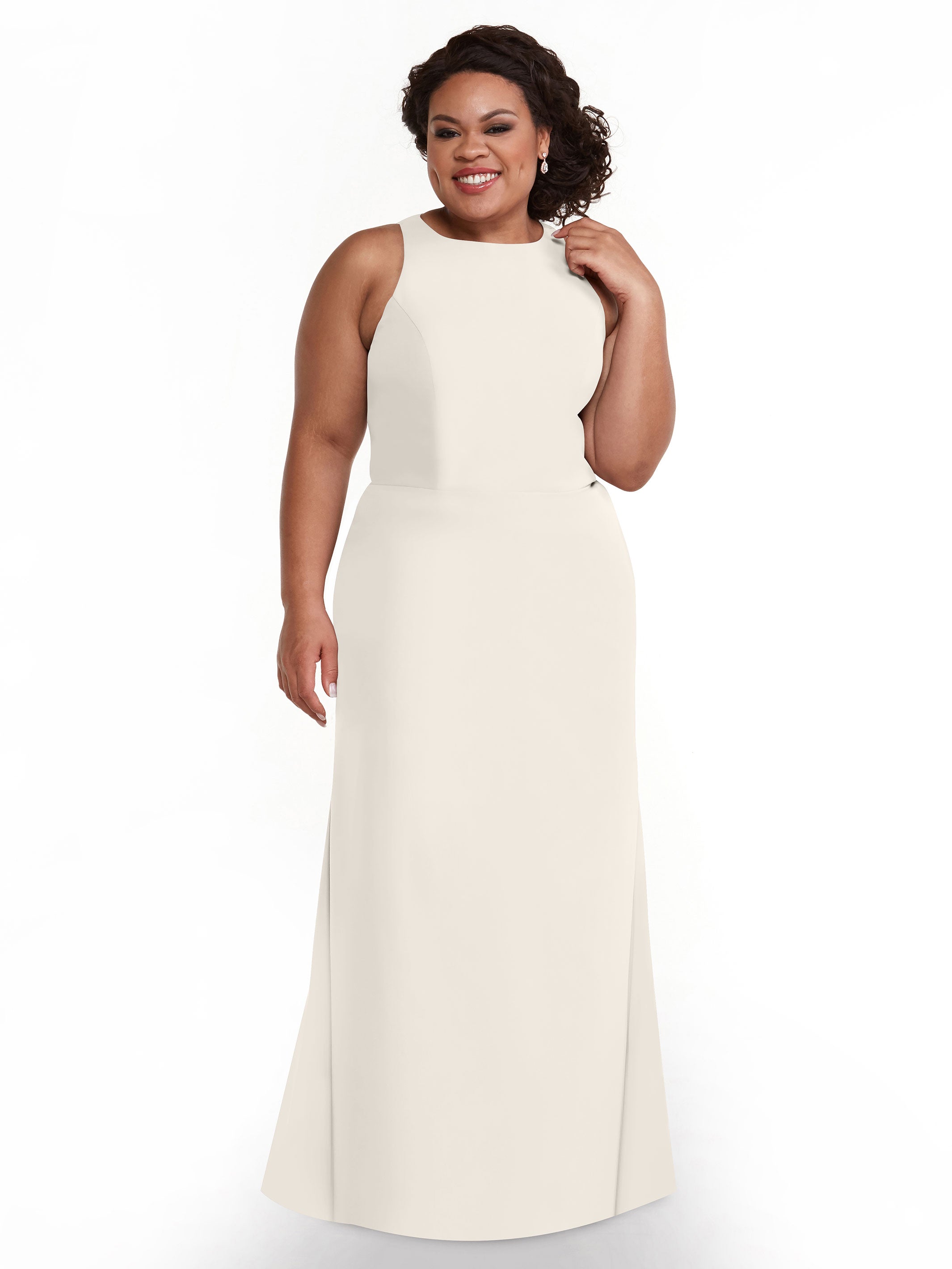 Elegant 80175 Chiffon A-Line Bridesmaid Dress with Plunging Halter Neckline - Perfect for Weddings, Formal Events & Evening Parties