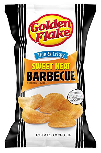 Golden Flake Sweet Heat BBQ Thin & Crispy Potato Chips - 4.625oz (4 Pack) | Spicy Sweet Snacks for Parties, Picnics & Game Day | Crunchy Gluten-Free Chips for BBQ Lovers
