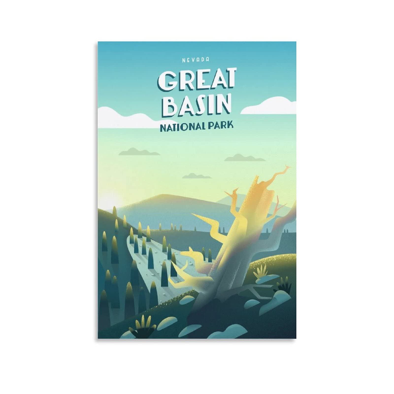 Great Basin Nevada Vintage National Park Posters - Dead Wood Grass Canvas Wall Art, Wall Decor Prints & Paintings for Living Room, Bedroom, Office - 08x12inch (20x30cm) - Perfect for Nature Lovers & Home Decor Enthusiasts