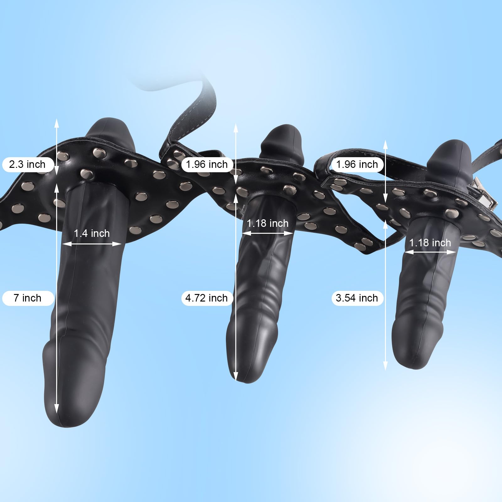Realistic Double Penis Dildo with Adjustable Leather Strap - SM Adult Sex Toy for BDSM Bondage Play - Lockable Leather Mouth Gag for Couples & Roleplay Scenes
