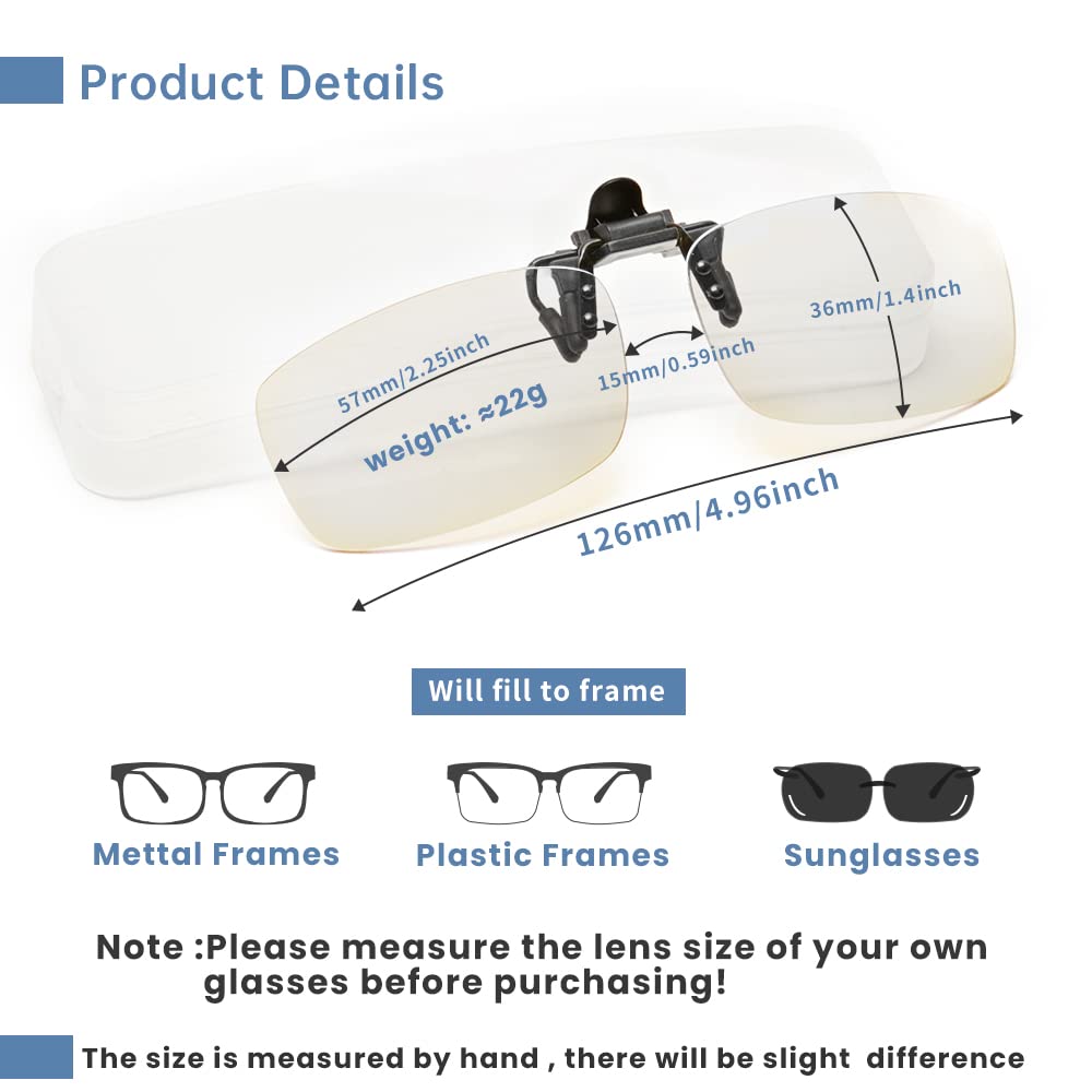 Blue Light Blocking Clip On Reading Glasses - Flip Up Magnifying Lenses for Men & Women (2.00 Strength, Clear) - Perfect for Computer Work, Reading & Screen Time Protection