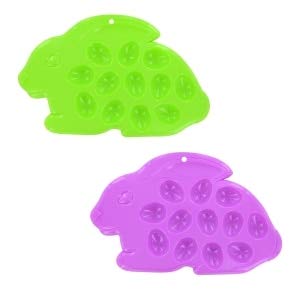 Happy Easter Egg Holder Bunny Plates Set of 2 - 24 Egg Capacity for Toddlers & Kids - Easter Party Tableware for Boys & Girls - Perfect for Easter Egg Hunts, Brunch & Holiday Celebrations