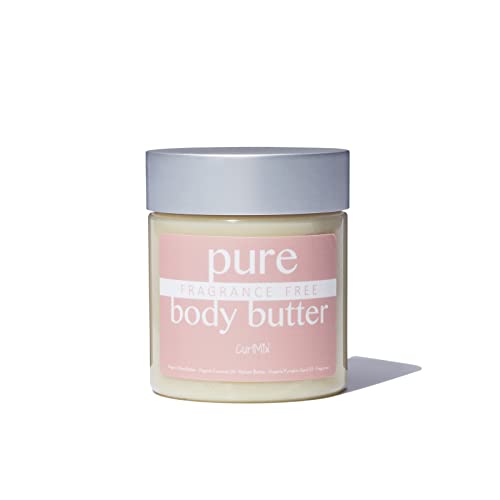Organic Body Butter with Shea Butter & Pumpkin Seed Oil for Sensitive Skin - Fragrance Free, 8 fl oz - Deep Moisturizing Cream for Dry Skin, Eczema & Stretch Marks - Perfect for Daily Hydration & Nighttime Skincare Routine