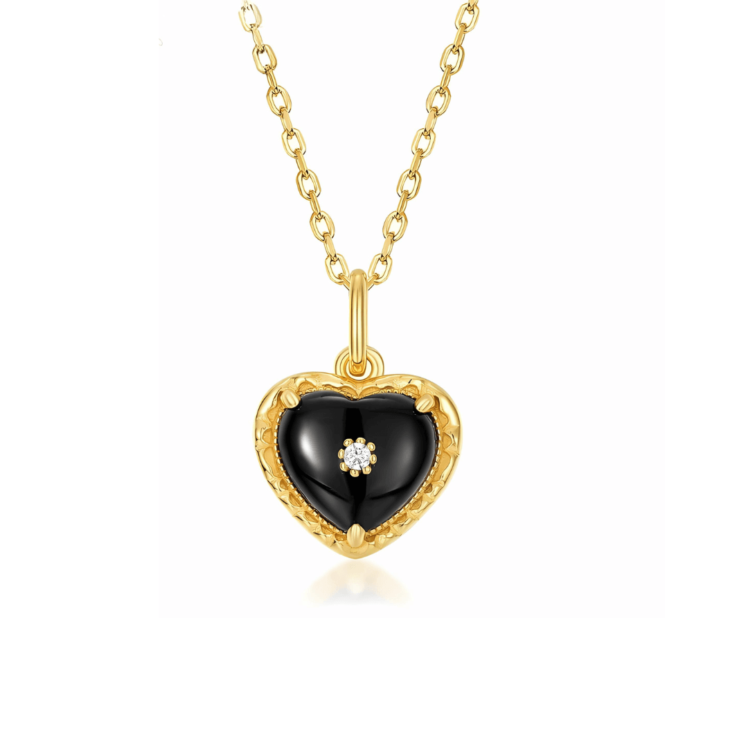 14K Gold Plated Vintage Heart Paua Shell Pendant Necklace for Women - Elegant Gift for Valentine's Day, Anniversary & Special Occasions | TB1111