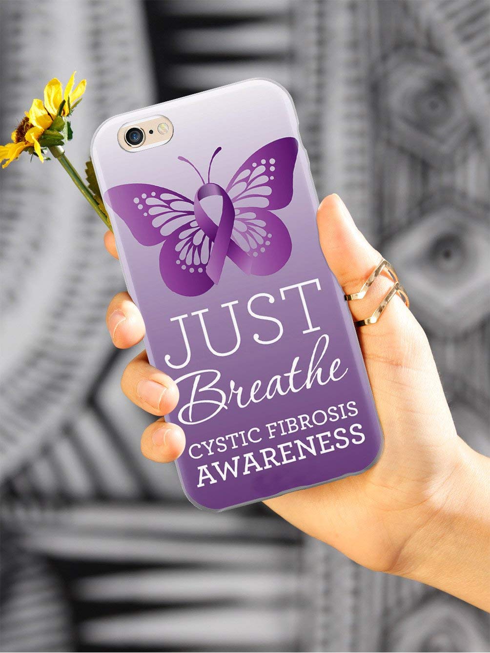 Premium 3D Textured Protective Phone Case for Apple iPhone 6 Plus/6s Plus - Slim Shockproof Cover with Cystic Fibrosis Awareness Design - Perfect for Daily Use, Travel & Work Protection