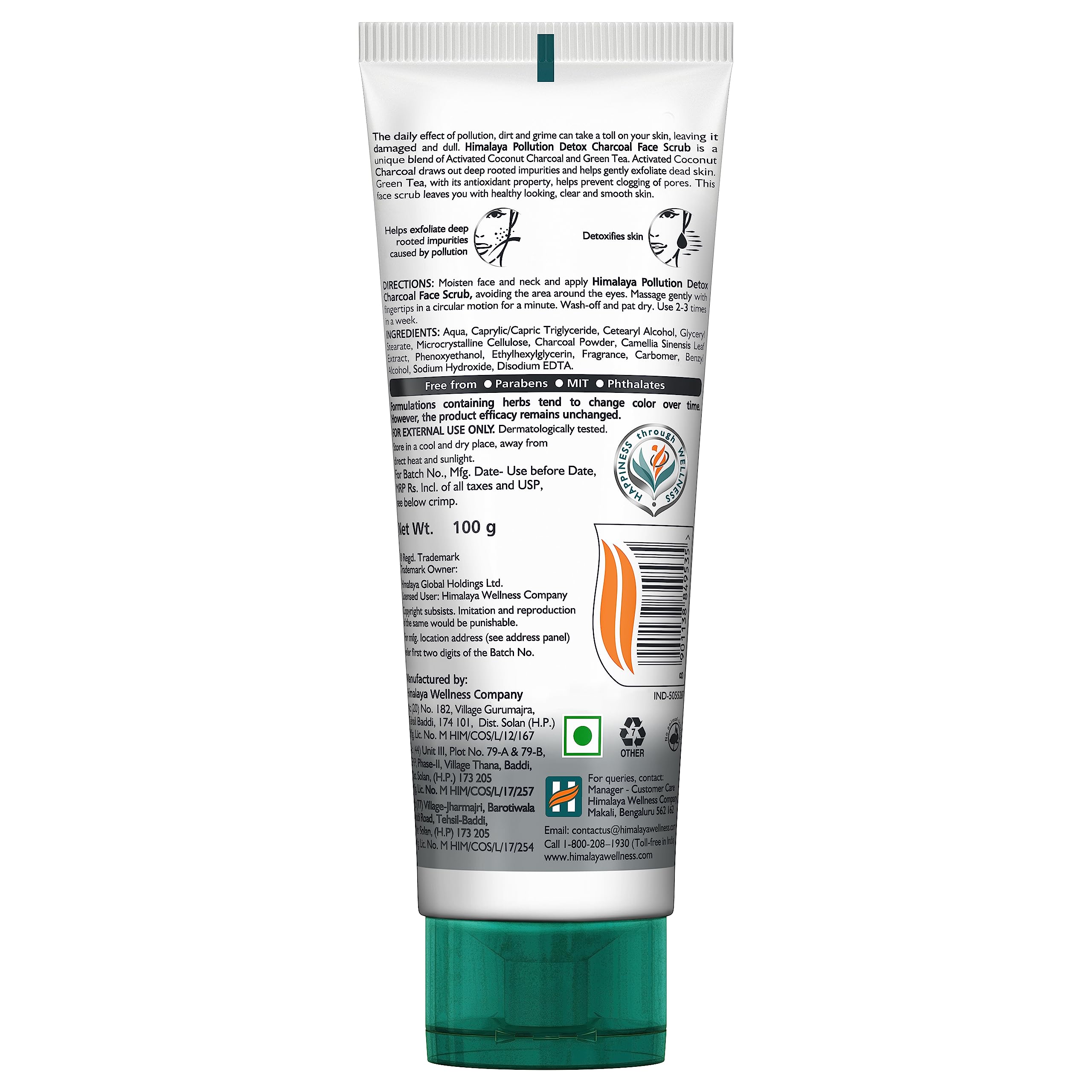 Himalayan Pollution Detox Charcoal Face Scrub 100g - Deep Cleansing & Exfoliating for Acne, Blackheads & Oily Skin - Perfect for Daily Skincare Routine & Post-Workout Refresh
