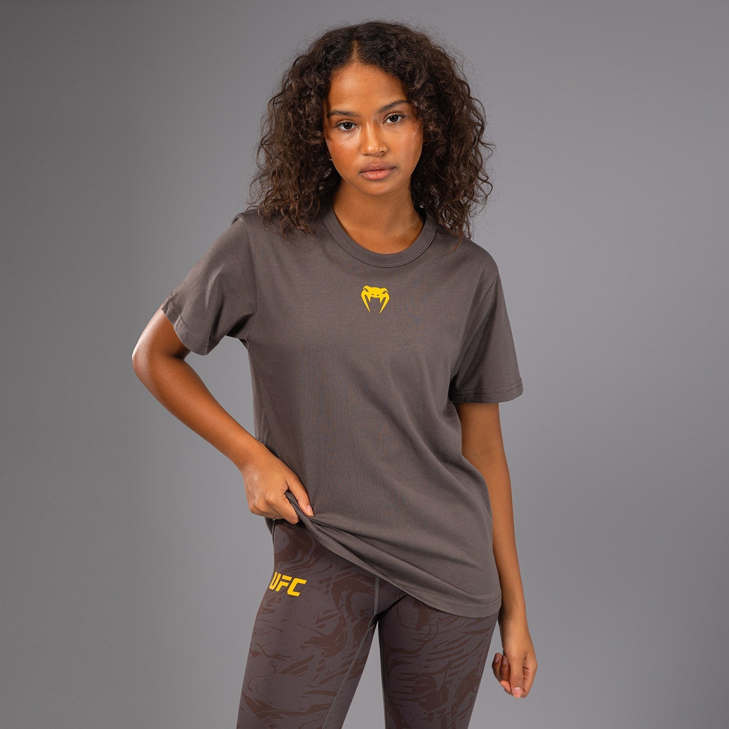 Venum UFC Fusion Fight Week Women's Short Sleeve Cotton T-Shirt - Solid Earthen Brown - MMA Training & Casual Wear