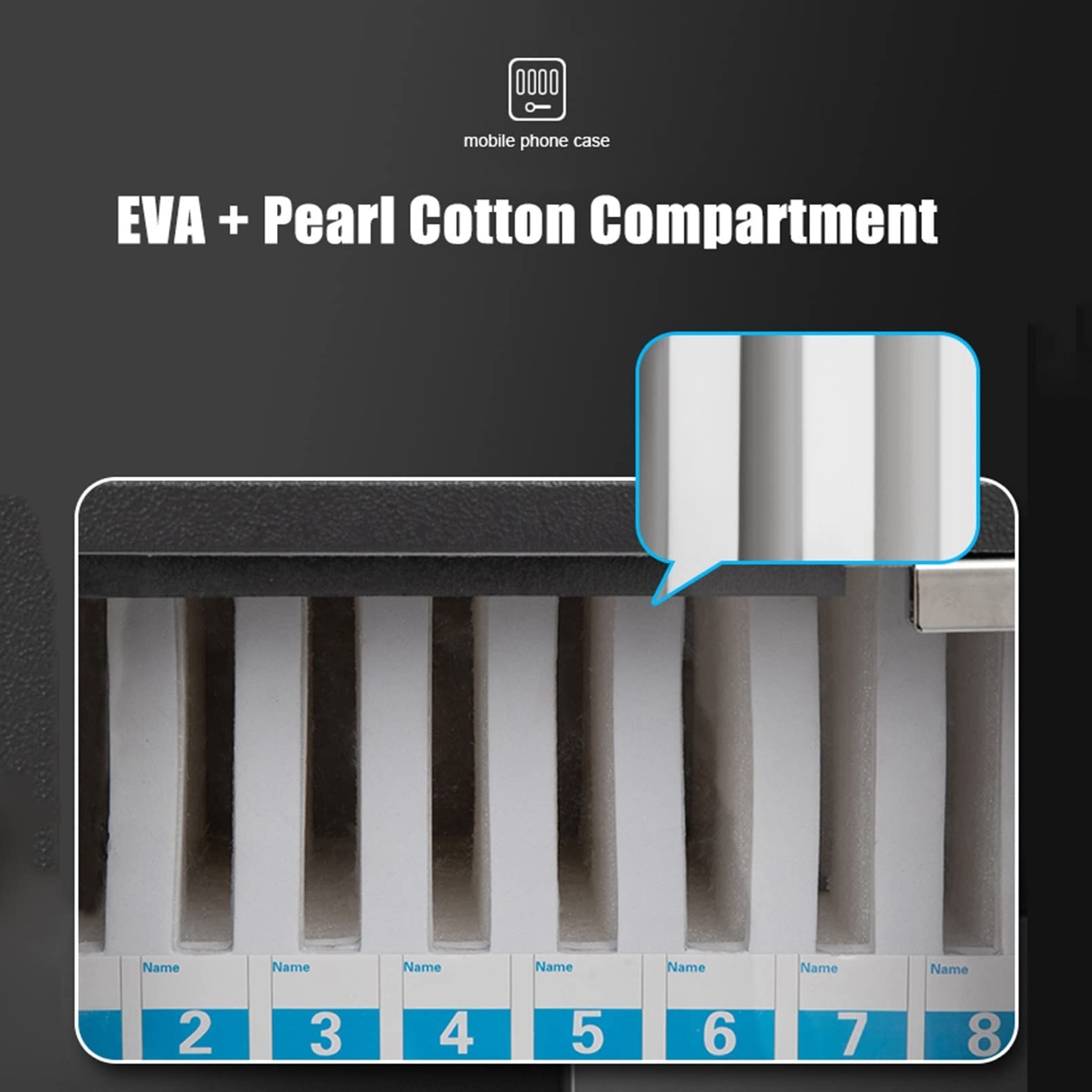36-Slot Clear Mobile Phone Storage Box with Handle - Stainless Steel Pocket Chart & Safe Cabinet for Retail Stores (19.5