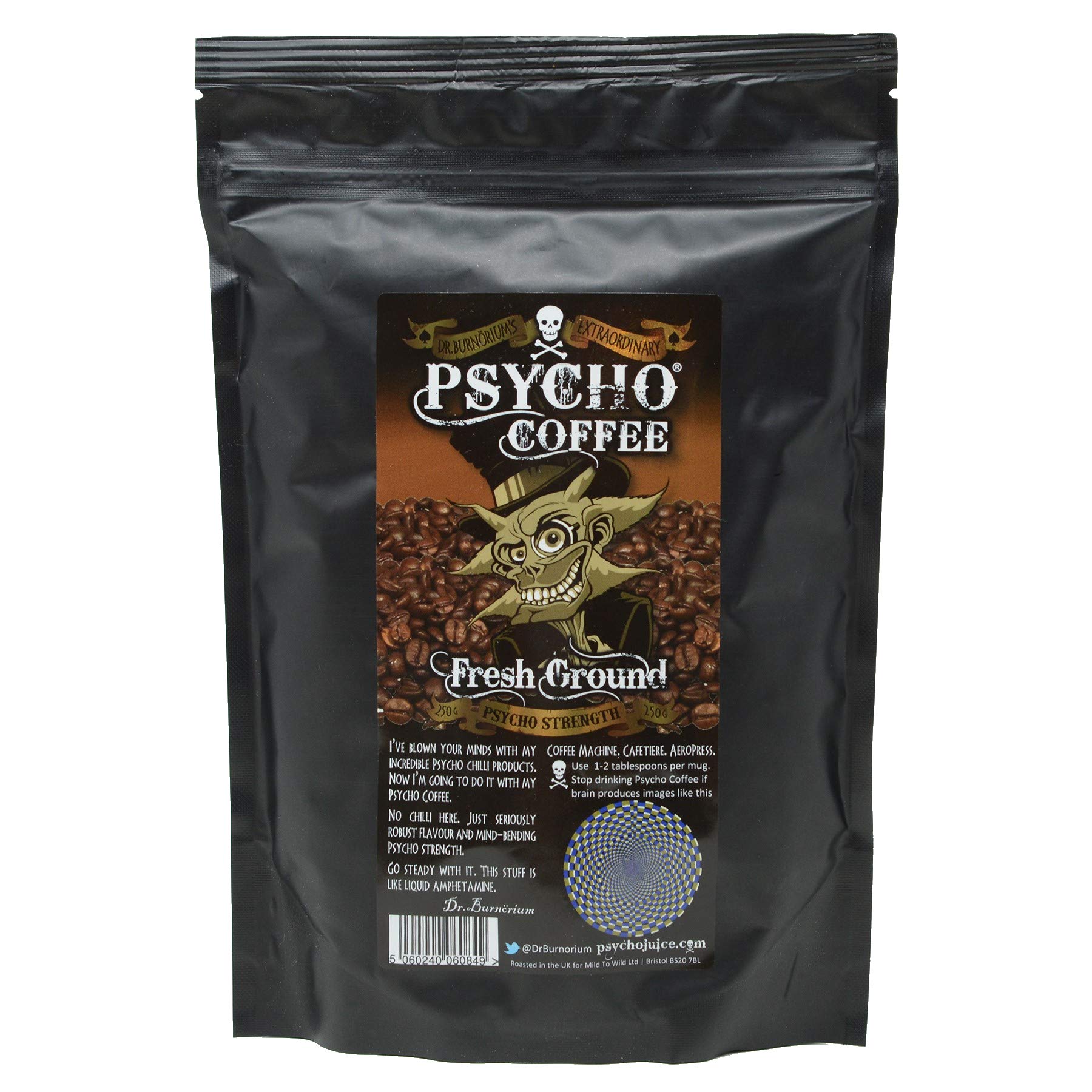 Premium Psycho Coffee Fresh Ground Strong Coffee - 250g Packet for Bold Flavor | Perfect for Morning Boost, Office Focus & Energy Drink Alternative