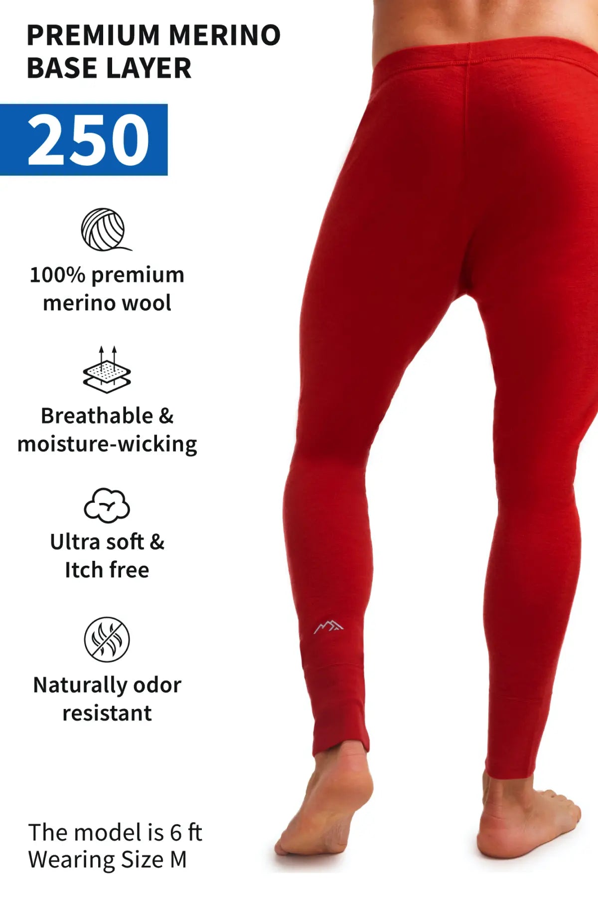 Premium Men's Merino Wool Pants - 250g Warm Winter Trousers in Cherry Red | Comfortable & Durable for Outdoor Activities, Hiking & Casual Wear