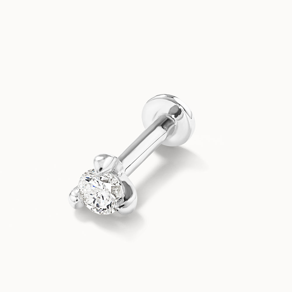 Diamond Helix Single Stud Earring in Sterling Silver - Perfect for Cartilage Piercing, Everyday Wear & Special Occasions
