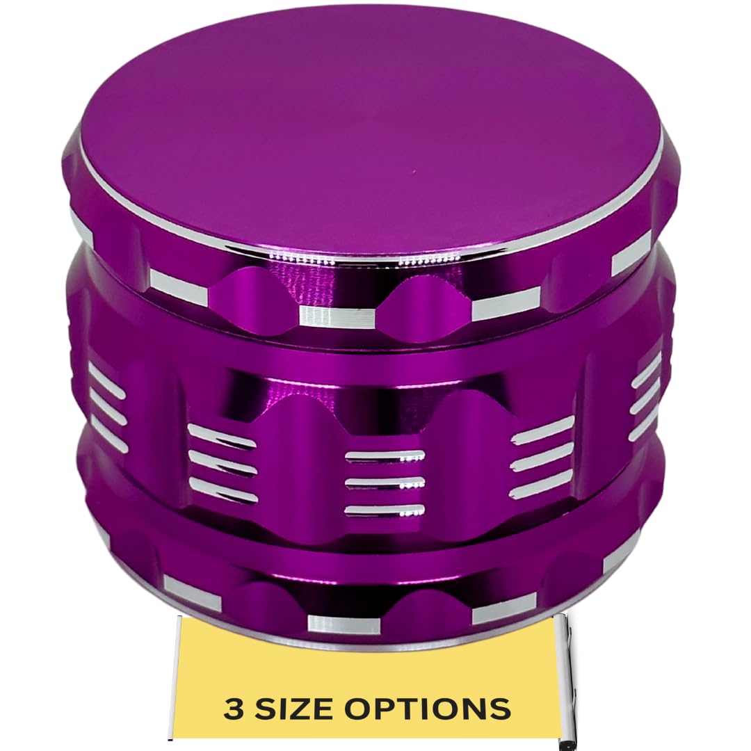 Premium 2.5 Inch 3-Layer Aluminum Alloy Herb Grinder - Portable Spice Crusher for Home & Travel Use | Perfect for Grinding Herbs, Spices & Tobacco | Durable Purple Design (No Screen)
