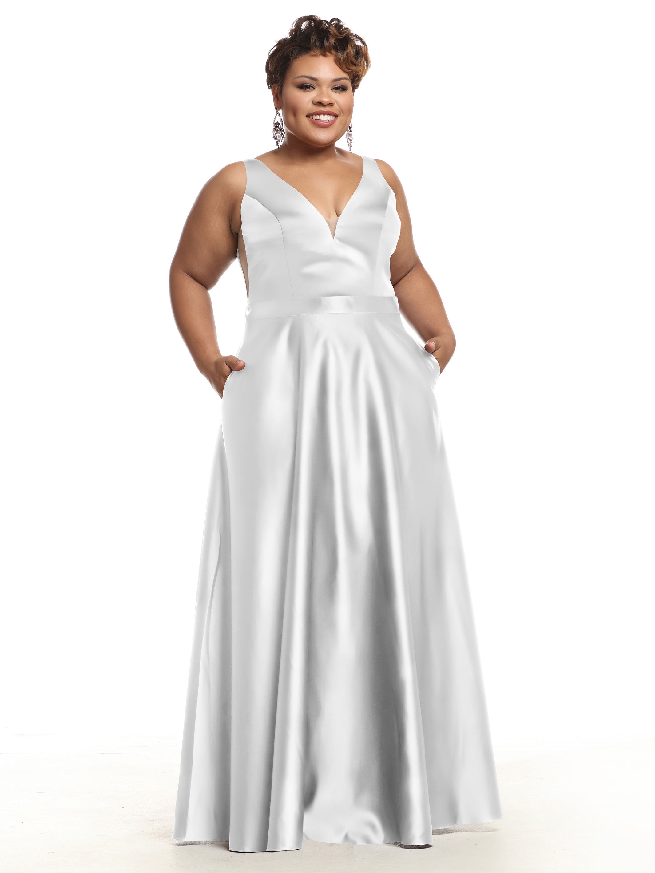 Elegant 80118 Satin A-Line Bridesmaid Dress with V-Neckline & Waist Sash - Perfect for Weddings, Formal Events & Special Occasions