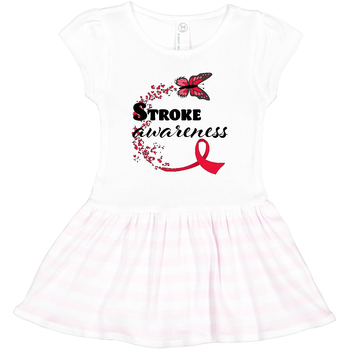 Inktastic Stroke Awareness Butterfly Red Ribbon Toddler Dress - Cute & Comfortable Kids Outfit for Stroke Awareness Events, Fundraisers & Everyday Wear
