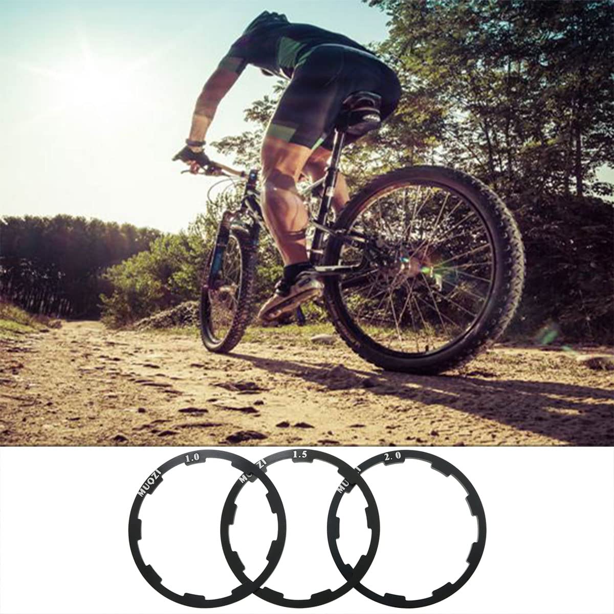 3PCS Bike Cassette Spacers Kit - 1.0mm/1.5mm/2.0mm Aluminum Alloy Bicycle Headset Washers for Flywheel & Hub Maintenance - Perfect for Bike Repair, Drivetrain Adjustment and Cycling Gear Upgrades