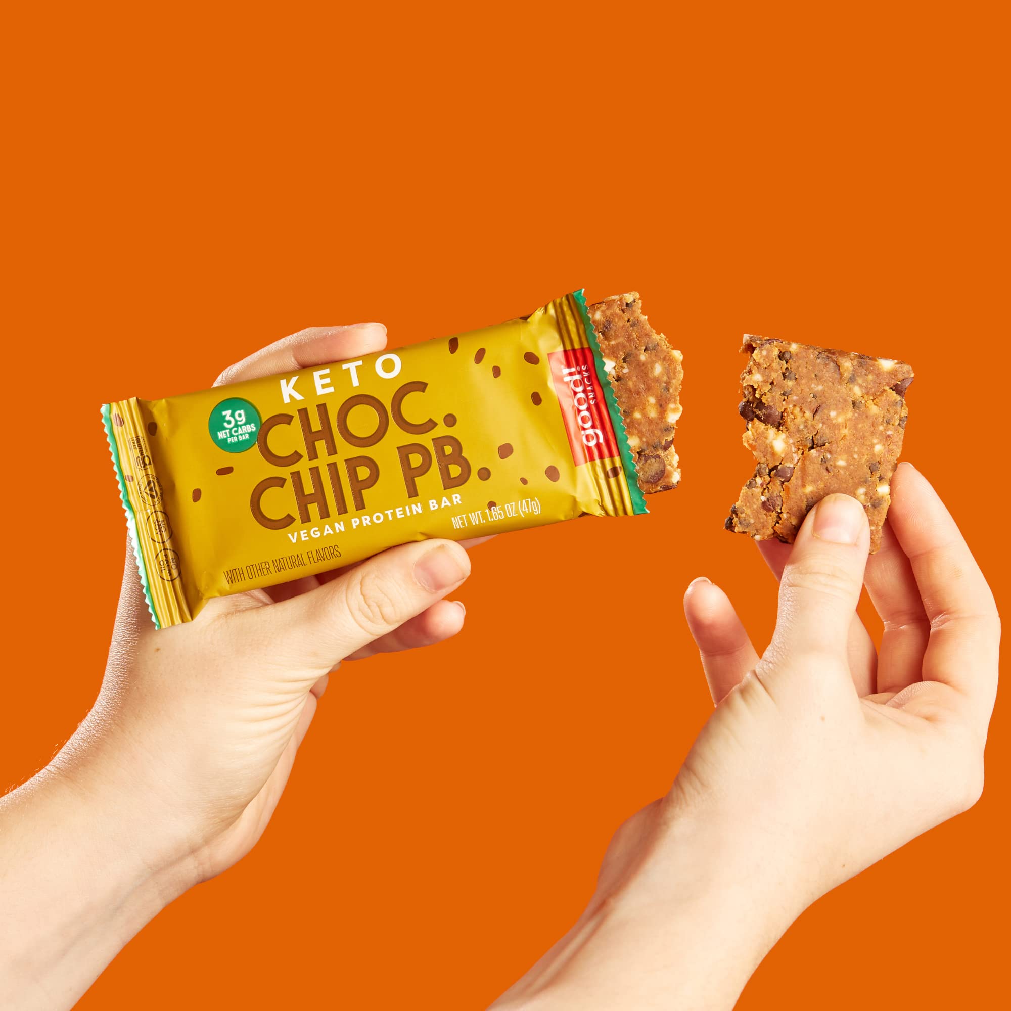 Keto Vegan Protein Bars - Chocolate Chip Peanut Butter, Gluten Free Low Carb Snack (12 Bars) | High Protein (11g), Low Sugar (3g Net Carbs) Meal Replacement for Weight Loss & Fitness | Perfect for On-the-Go, Workout Recovery & Healthy Snacking