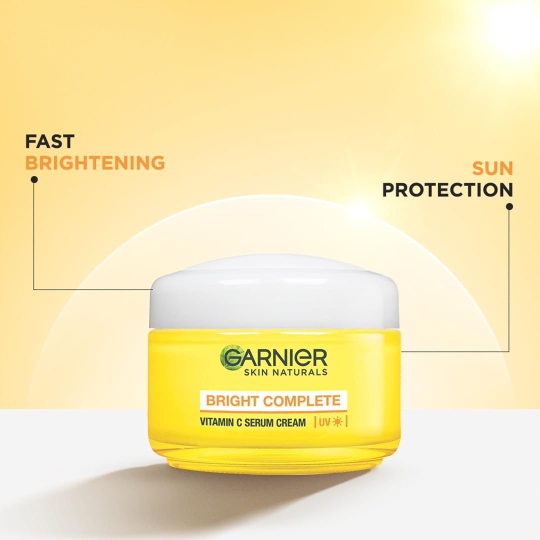 Garnier Skin Naturals Anti-Aging Cream 18g + Bright Complete Vitamin C UV Serum 23g + Vitamin C Foam Face Wash 100g - 3-Piece Skincare Set for Wrinkles, Moisturizing & Brightening | Day & Night Routine, Anti-Aging Care, Glowing Skin Treatment