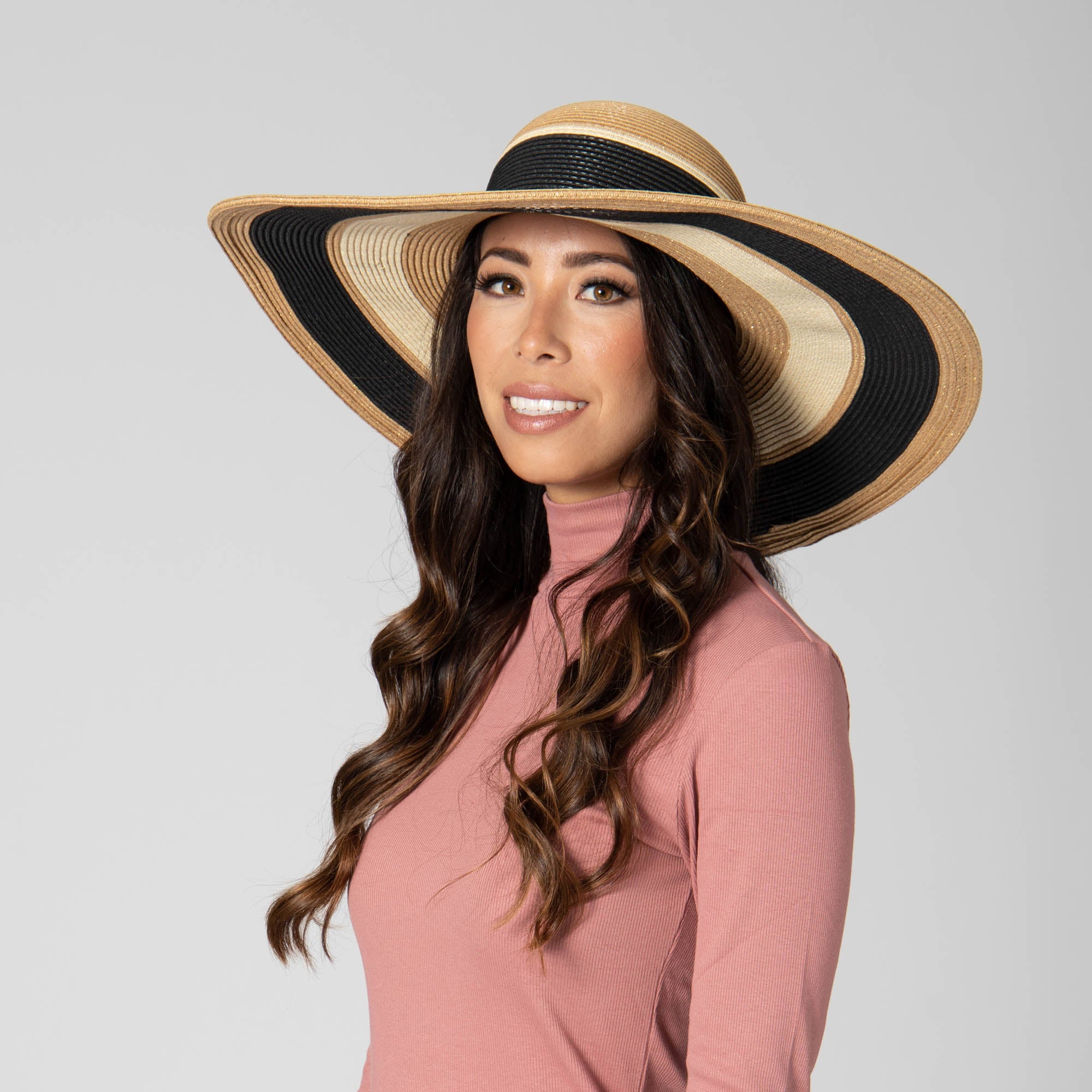 Las Palmas Floppy Ultrabraid Striped Sun Hat for Women - UPF 50+ Wide Brim Beach Hat for Summer, Vacation, and Outdoor Activities