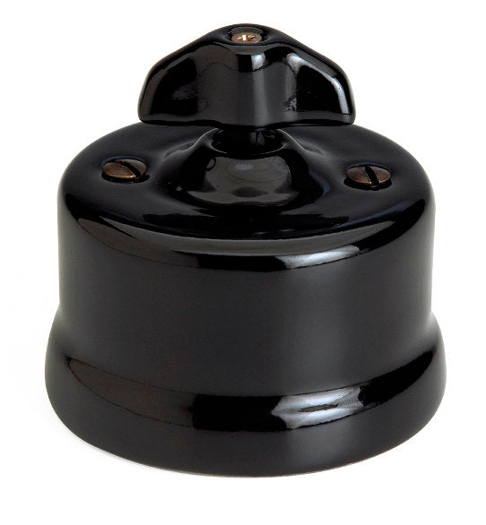 Black Porcelain Surface-Mounted Dimmer Switch - Perfect for Home Lighting Control in Living Rooms, Bedrooms, and Hallways