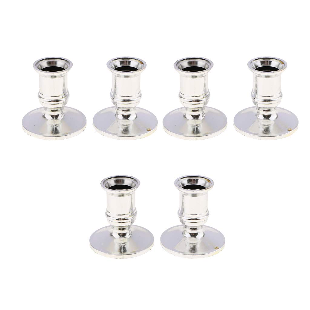 Baoblaze 6-Pack Candle Holders - Elegant Metal Candle Stand Base for LED Candles, Perfect for Wedding Centerpieces, Cafe Decor, Party Table Settings & Home Decoration