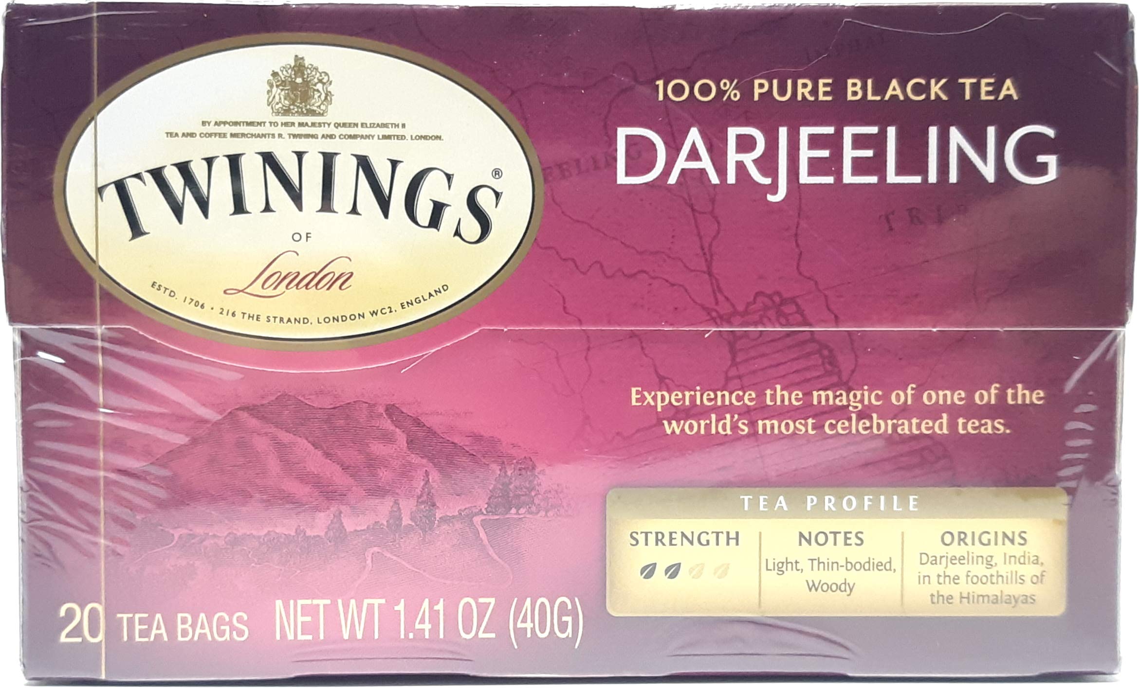 Twinings Darjeeling Tea Bags - 20 Count Box - Premium Black Tea for Morning Boost & Afternoon Relaxation - Perfect for Home, Office or Gifts