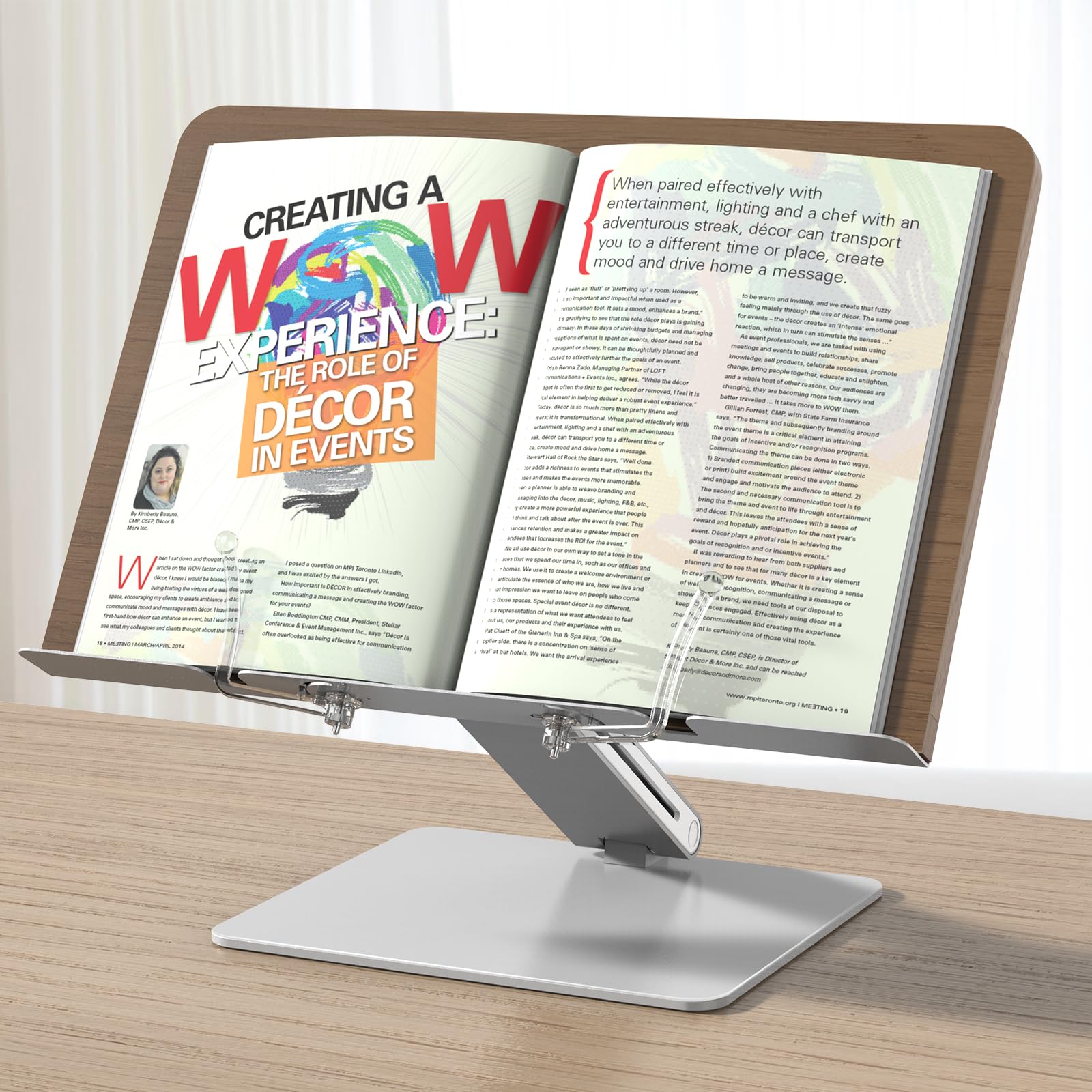 Adjustable Book Stand for Reading - Foldable Desktop Cookbook Holder with Page Clips | Perfect for Kitchen, Home Office, Study & Tablet/Kindle Use | Durable Reading Stand for Cookbooks, Laptops & E-Readers