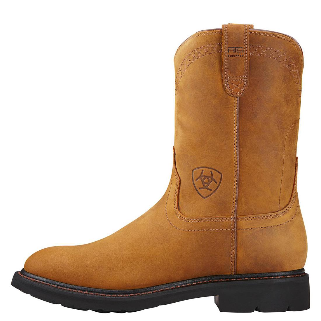 Sierra Soft Toe Work Boots - Comfortable & Durable Aged Bark Leather for Men - Perfect for Construction, Hiking & Outdoor Activities