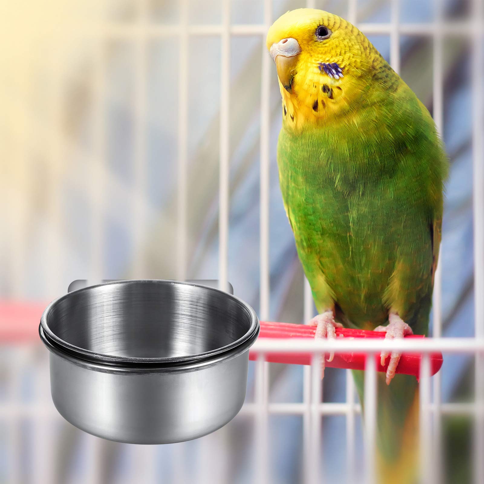 Firtink 3-Piece Stainless Steel Bird Feeding Dish Set - Parrot Food & Water Bowls with Clamp Holder for Cage (S/M/L) - Durable Pet Bird Feeder for Parakeets, Cockatiels & Lovebirds - Perfect for Daily Feeding & Cage Accessories
