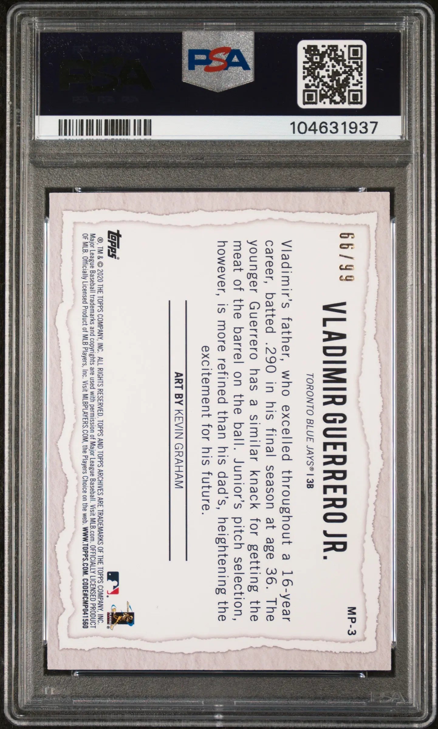 2020 Topps Gallery Modern Artists Blue Vladimir Guerrero Jr. PSA 9 /99 - Rare Baseball Trading Card for Collectors & Sports Fans - Perfect for Display, Investment & Memorabilia Collections