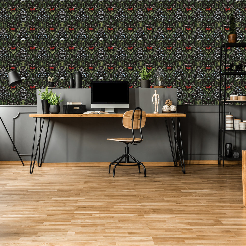 Scandi Floral Peel and Stick Wallpaper - Self-Adhesive Removable Wallpaper for Bedroom, Living Room, Nursery - Boho Scandinavian Home Decor