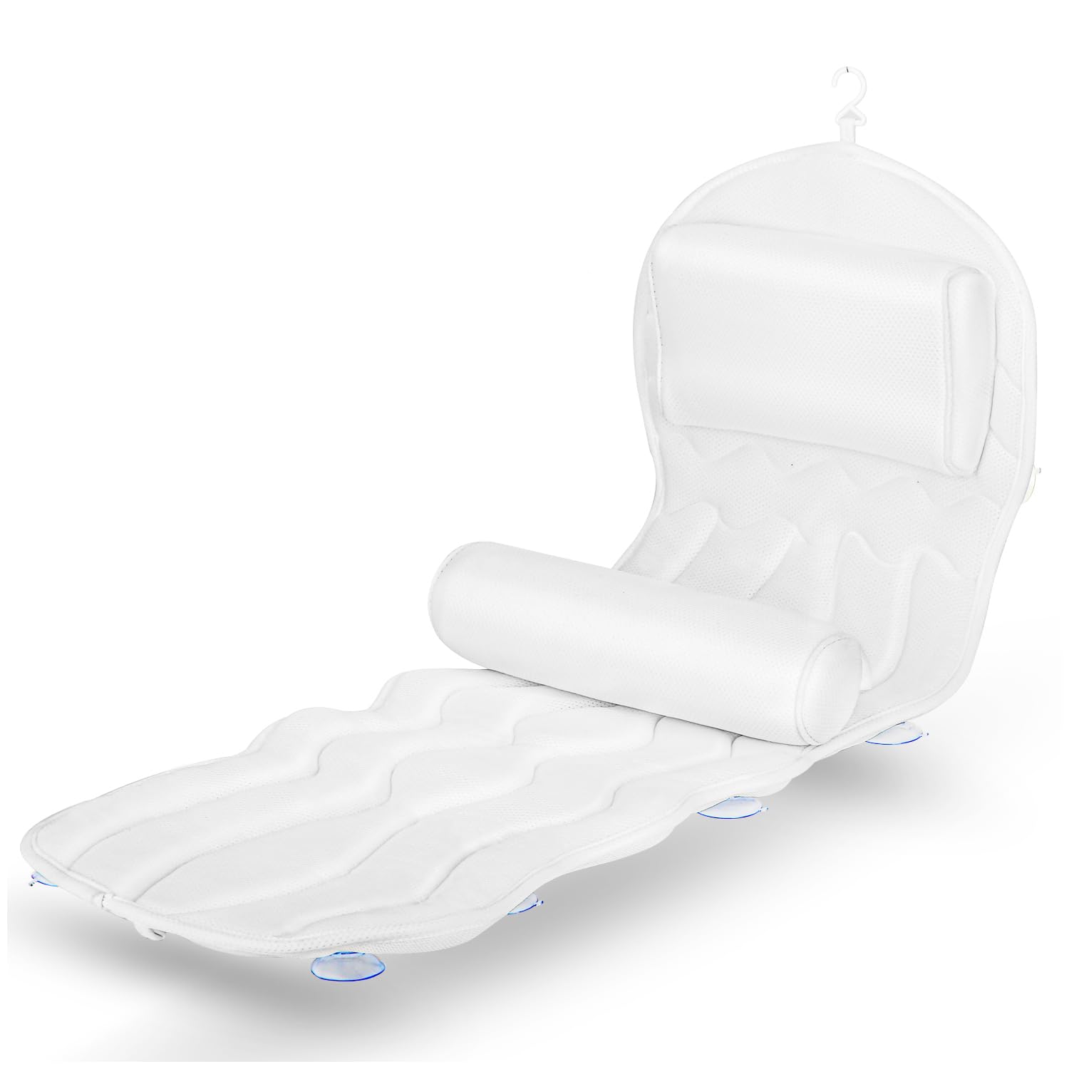 Luxury Full Body Bath Pillow for Bathtub - 14 Suction Cup Spa Cushion for Neck, Shoulder & Back Support - Extra Large 51 Inch Bath Mat with Pillow - Perfect for Relaxing Baths & Home Spa Days