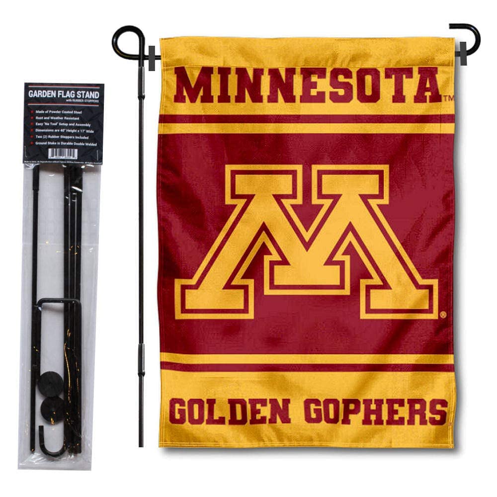 Minnesota Gophers Garden Flag Stand & USA Flag Pole Holder Set - Durable Outdoor College Team Banner Display for Yard, Porch, and Tailgating
