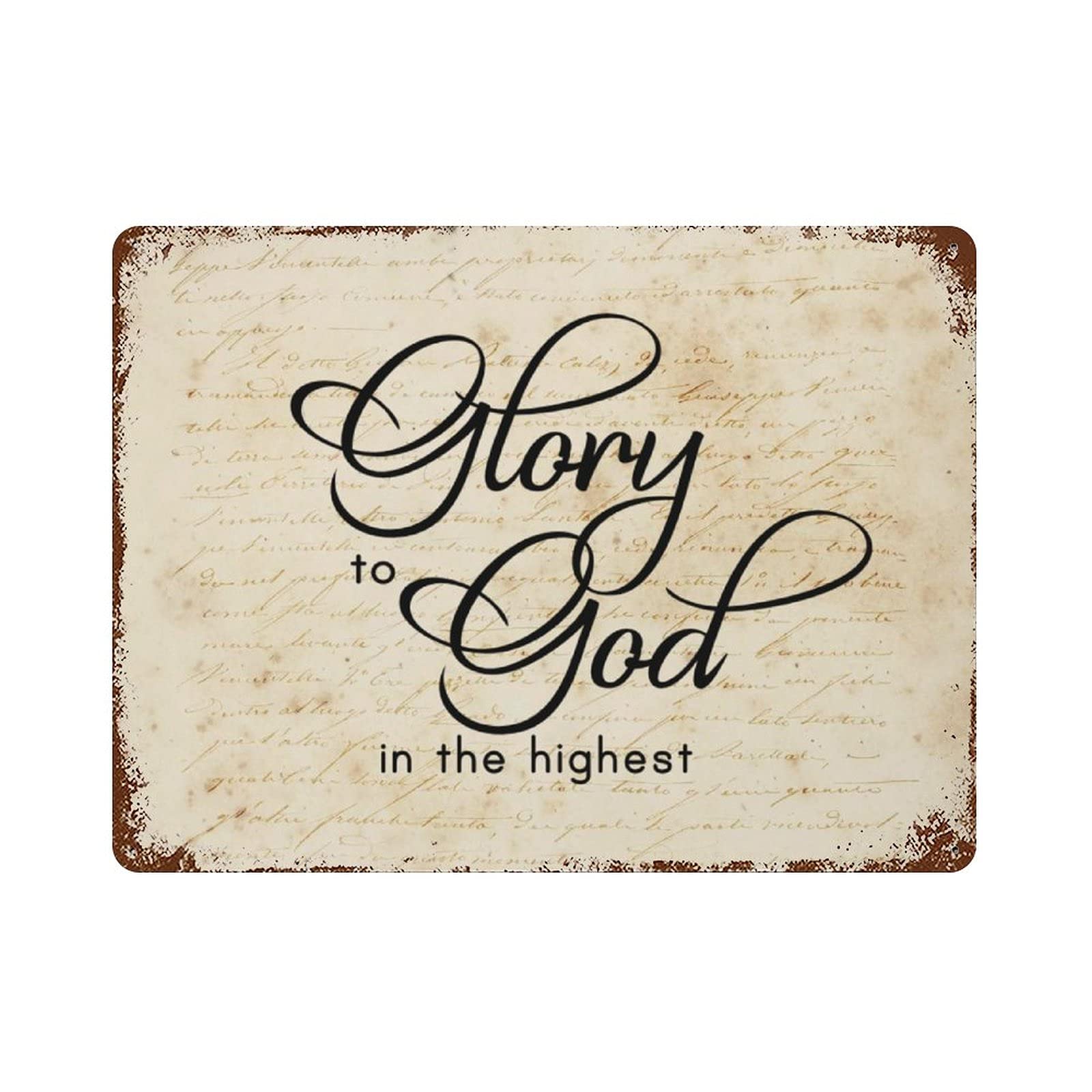 Rustic Metal Signs - Glory To God In The Highest Bible Verse Wall Art - Religious Christmas Christian Home Decor - Custom Metal Plaque for Wall, Door, Bathroom, Bedroom, Bar & Farmhouse - Perfect for Holiday Gifts, Church Decor & Spiritual Inspiration