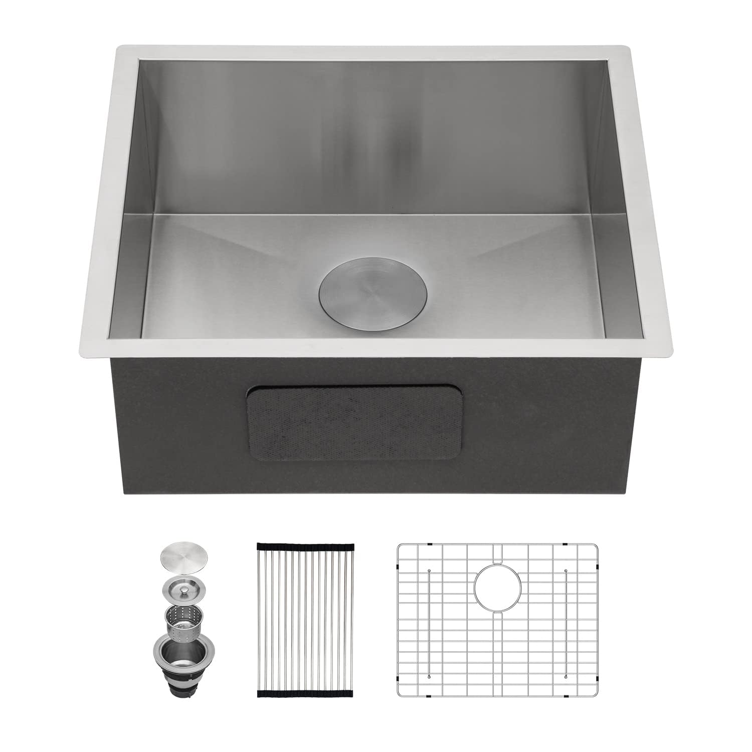 21 Inch Undermount Single Bowl Stainless Steel Kitchen Sink - 16 Gauge Handmade Modern Wet Bar & RV Sink with Drain Strainer - Perfect for Small Kitchens, Bars, Campers & Tiny Homes