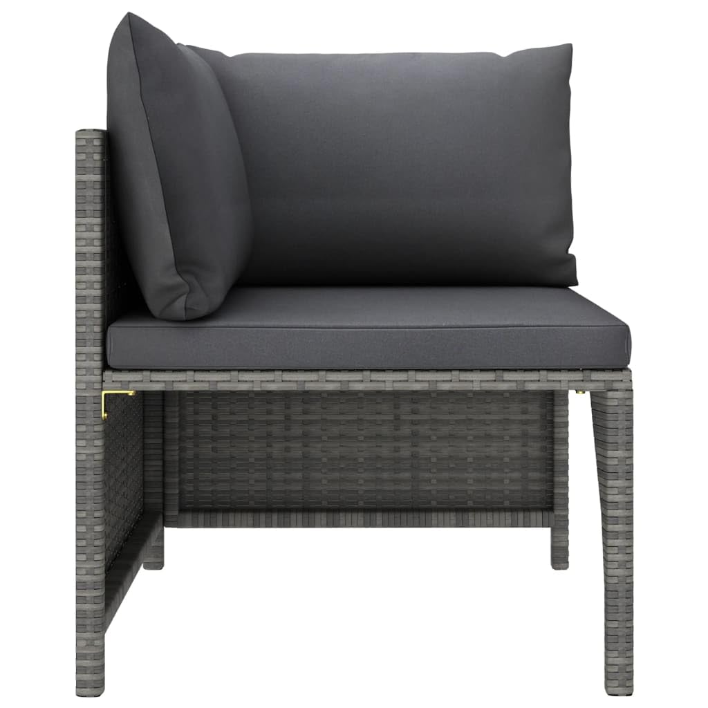 vidaXL 9-Piece Gray Poly Rattan Patio Lounge Set with Cushions & Dining Table - Farmhouse Style Modular Outdoor Furniture for Garden, Poolside & Backyard Relaxation