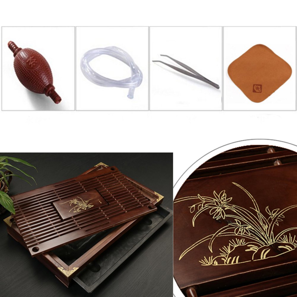 Premium Solid Wood Tea Tray Set - Chinese Kung Fu Tea Ceremony Collection #04 | Traditional Tea Brewing Accessories for Home, Office & Zen Meditation
