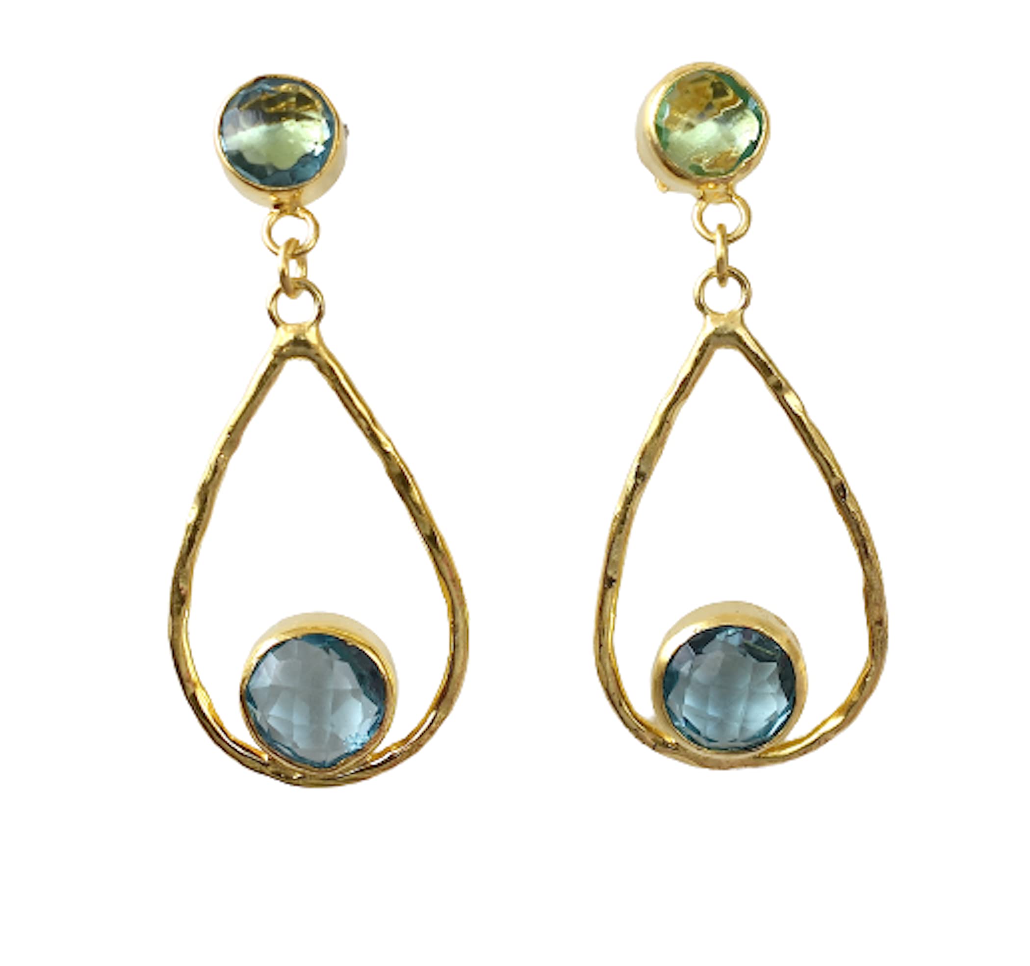 18K Gold Plated Blue Topaz Earrings for Women - November Birthstone Jewelry, Fashionable Gemstone Earrings for Birthday & Anniversary Gifts - Perfect for Parties, Weddings & Everyday Wear - VE-354