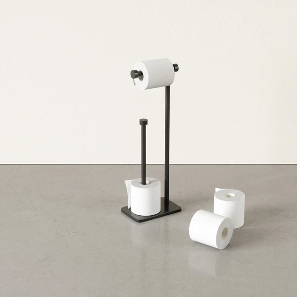 Black Cappa Toilet Paper Holder with Reserve - Bathroom Tissue Dispenser for Home, Office & RV Use