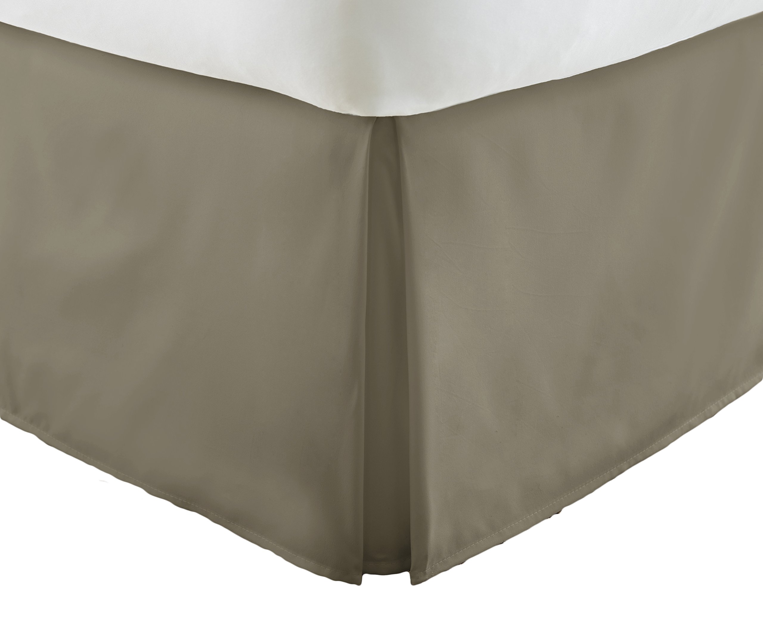 Premium Pleated Bed Skirt for Queen Size Beds - Taupe Luxury Bedding Skirt | ienjoy Home LL-BEDSKIRT-Queen-Taupe | Perfect for Master Bedrooms, Guest Rooms & Hotel Decor