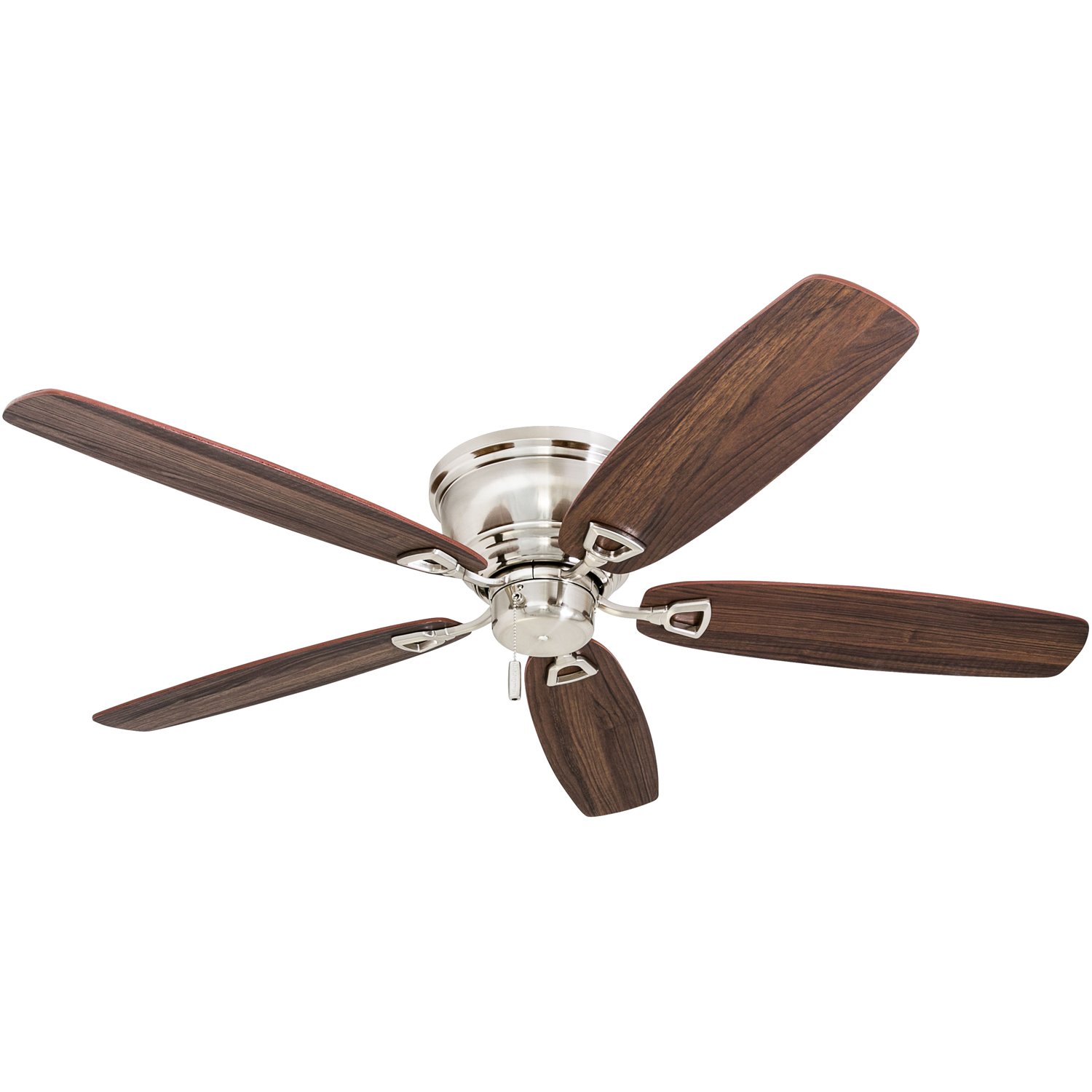 Honeywell 52 Inch Glen Alden Indoor Ceiling Fan - Brushed Nickel Finish, Flush Mount, No Light, Pull Chain Control, Reversible Motor, Quick-2-Hang Installation - Perfect for Living Room, Bedroom, or Office (Model 50515-01)