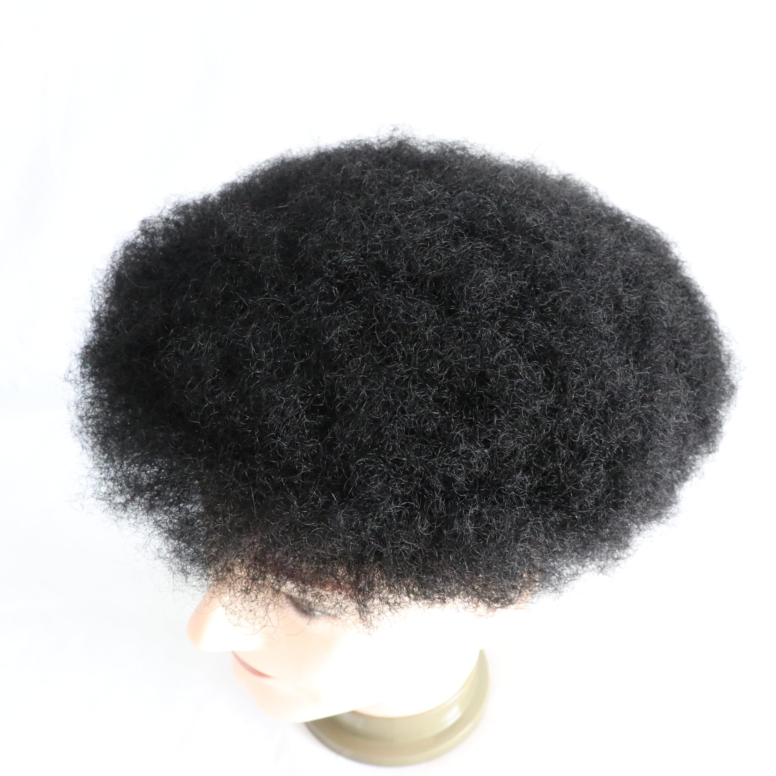 100% Human Hair Afro Curly Toupee for Black Men - 8x10 Inch PU Base 4MM Curly Hair Replacement System (1B Off Black) | Natural-Looking Men's Hairpiece for Daily Wear, Special Occasions & Confidence Boost
