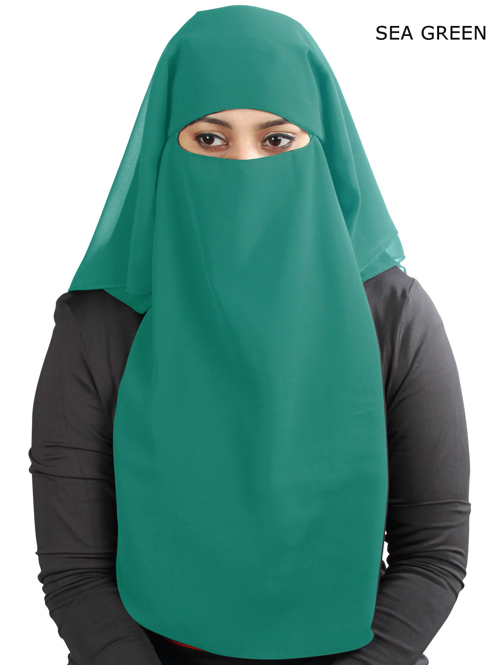 Black Georgette 3-Layer Niqab for Women - Modest Islamic Face Covering for Prayer, Travel, and Daily Wear