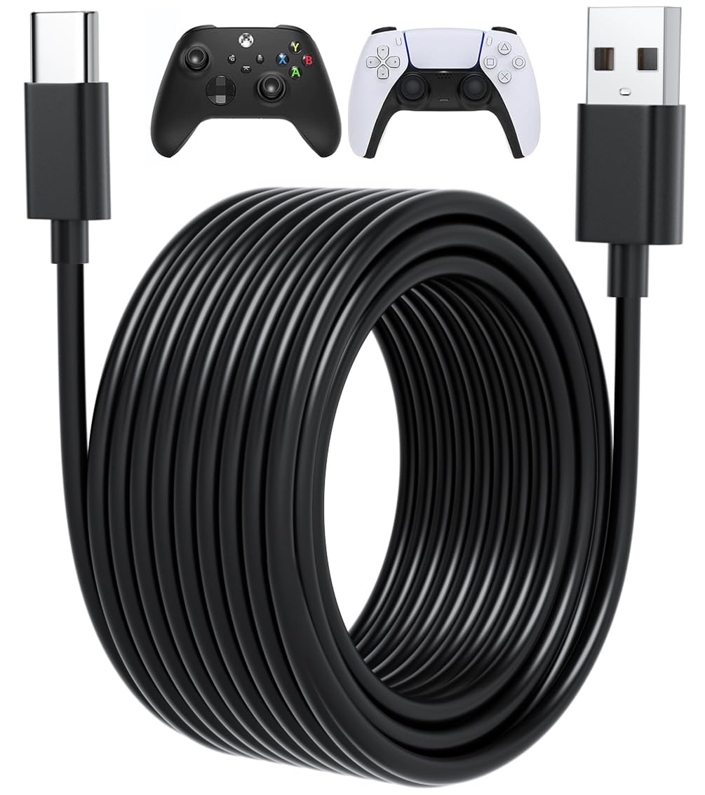 15FT USB C Charger Cable for PS5 Controller, Xbox Series X/S, Switch Pro - Fast Charging & Data Transfer - Long Durable Type C Cord for Gaming & Home Use