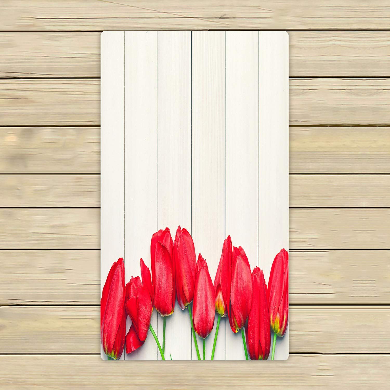 ECZJNT Red Tulip Beach Towel - 16x28 Inch Soft Absorbent Shower Towel for Home, Outdoor, Travel - Perfect for Easter, Beach, Pool, and Picnic Use