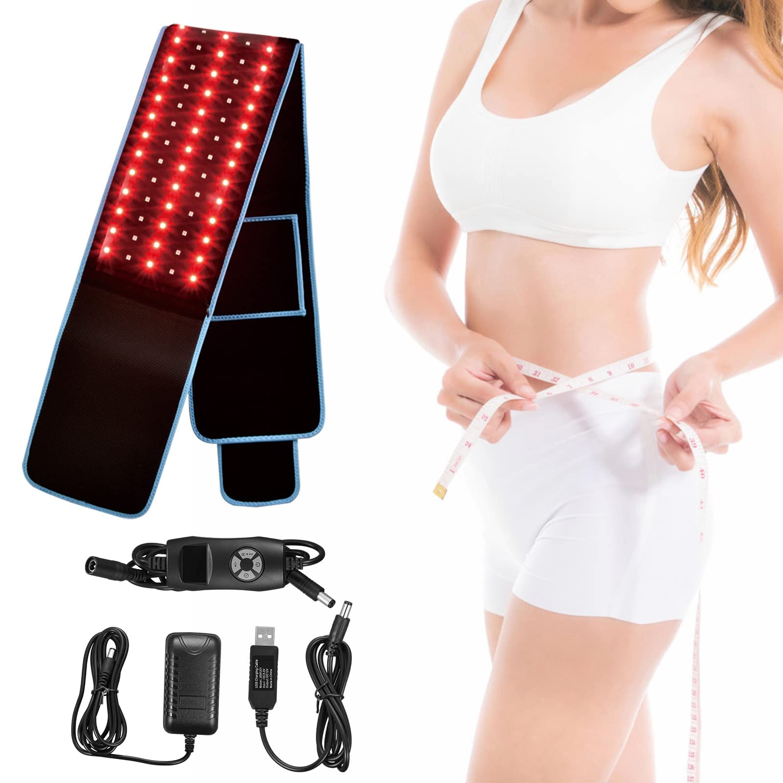 Red Infrared Light Therapy Device for Pain Relief & Muscle Relaxation - 660nm LED Red Light & 850nm Near-Infrared Waist Belt - Home & Gym Use for Back Pain, Joint Pain & Recovery