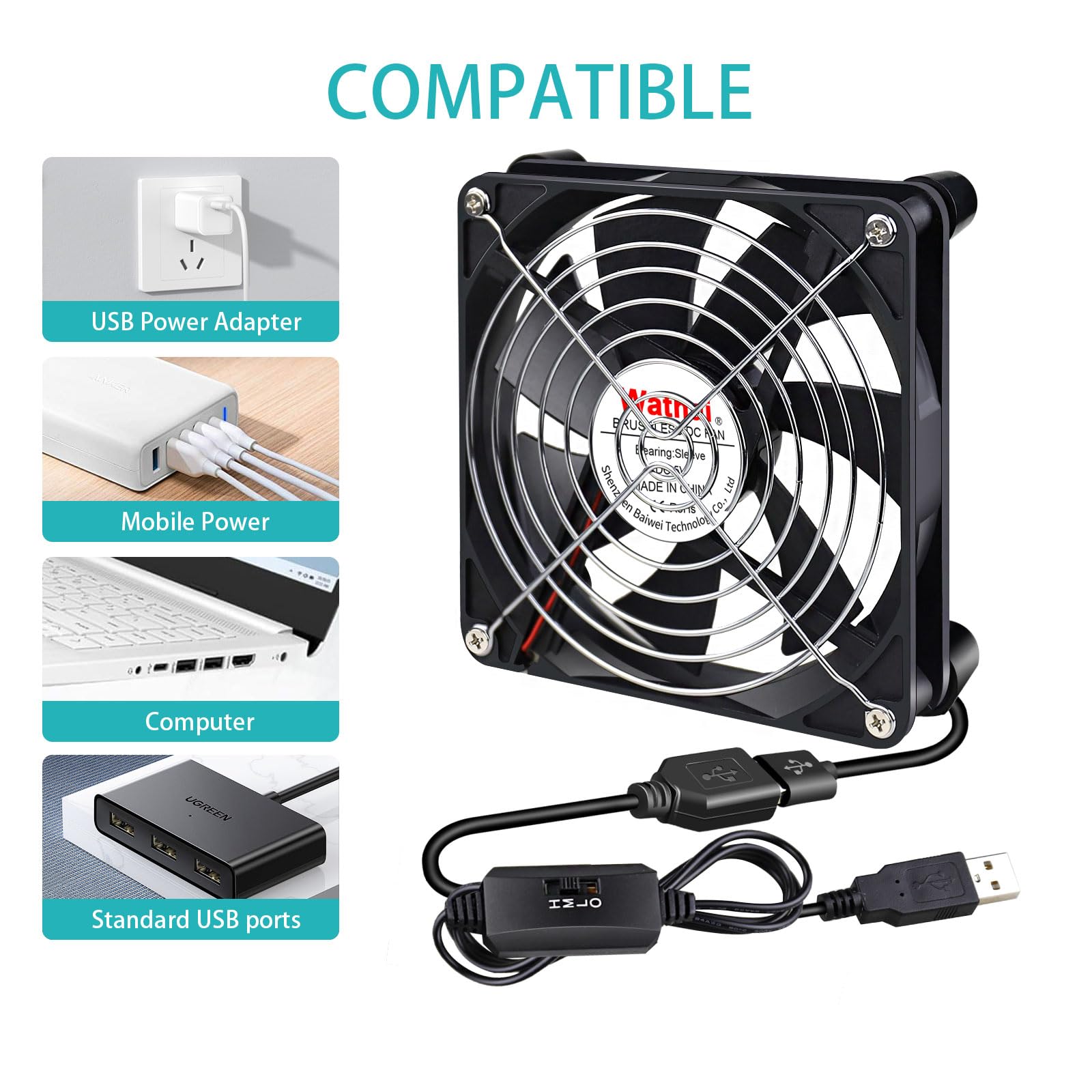 High Speed 140mm x 25mm USB Cooling Fan with Adjustable Speed Control - 5V Quiet PC Case Fan for Computer, DVR, PlayStation, Xbox, PS4, Router & Cabinet Cooling - Perfect for Gaming Rigs & Home Theater Systems