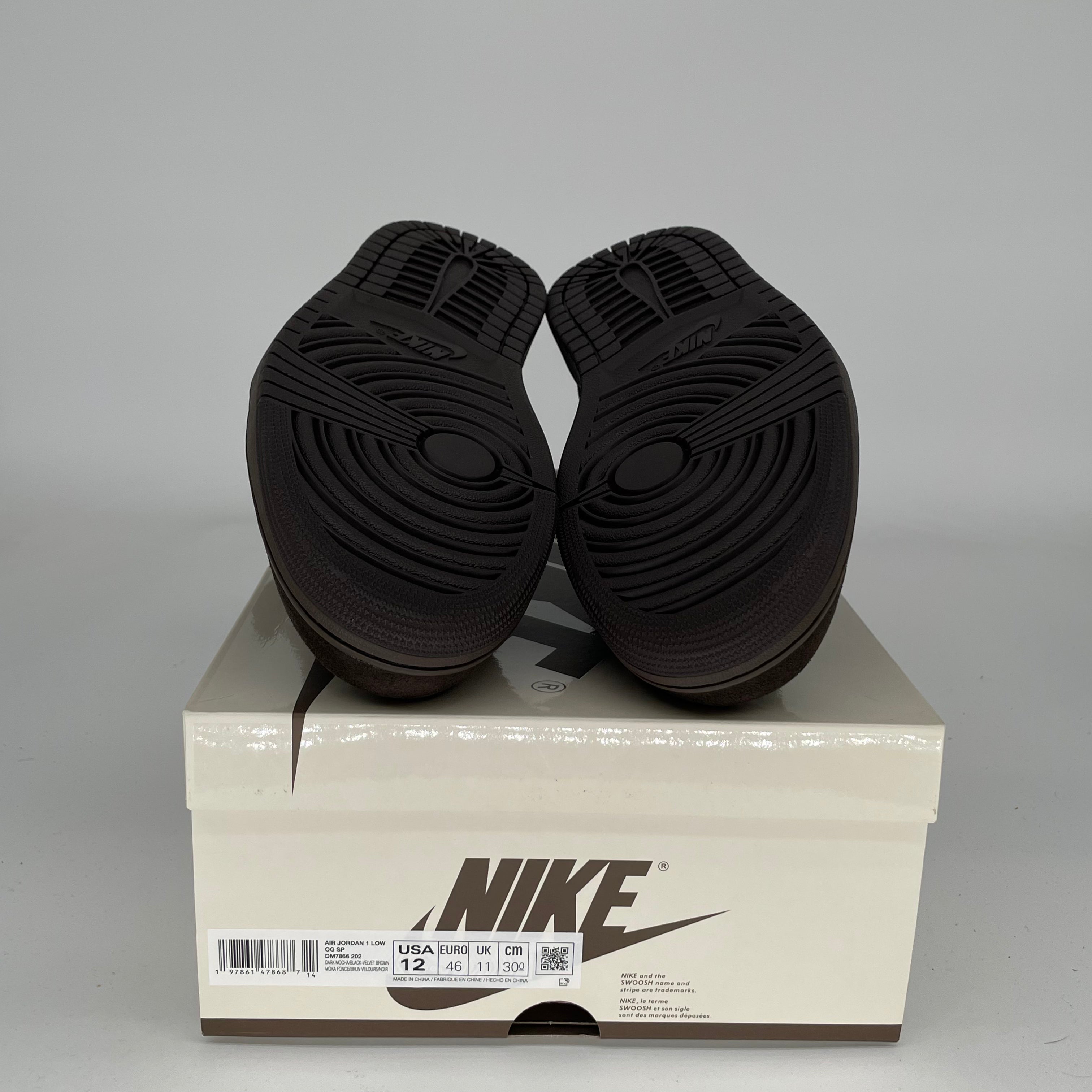 **Air Jordan 1 Low Travis Scott Velvet Brown Men's Sneakers - Size 12 (DM7866-200) - Retro Style for Casual Wear & Street Fashion**