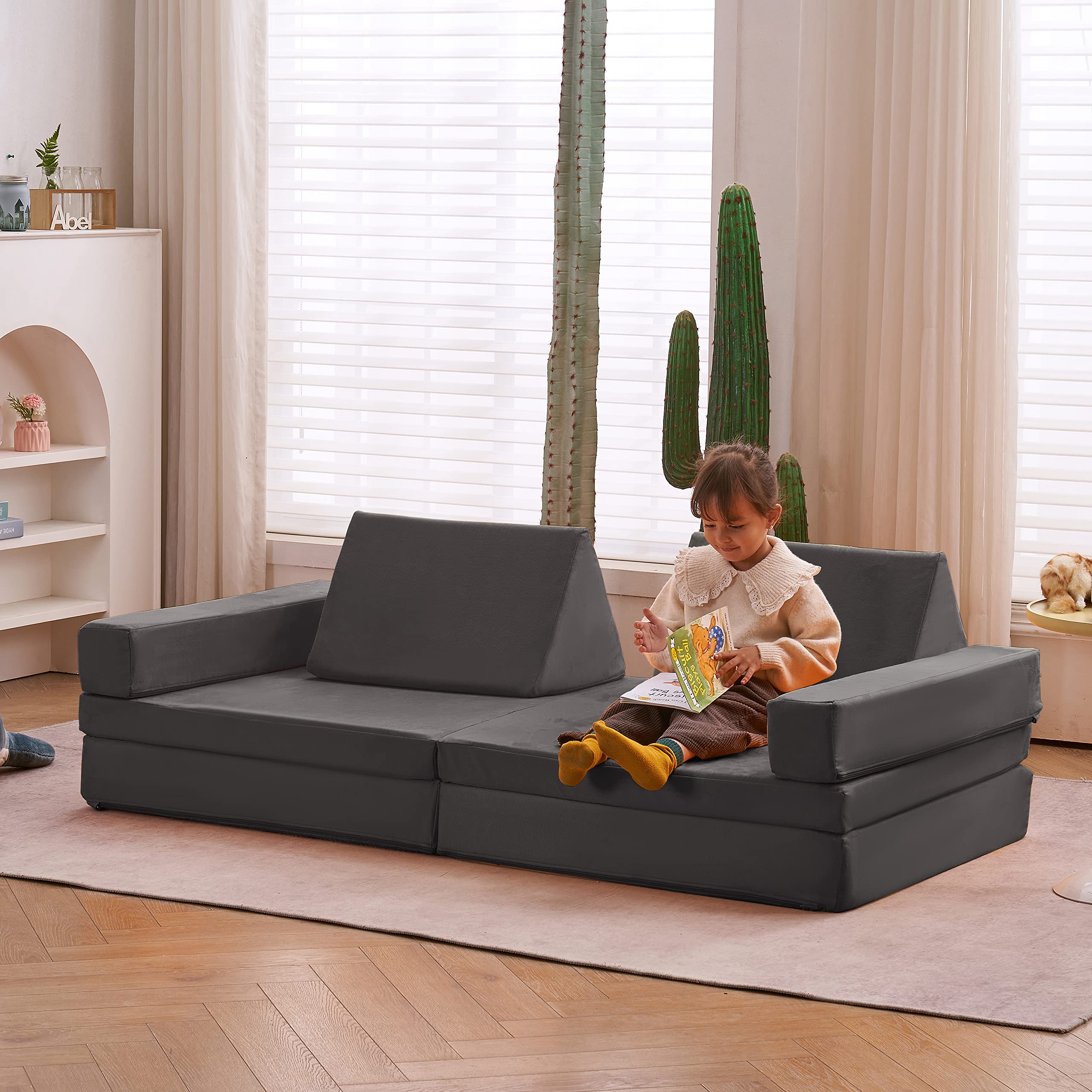 Jela Kids Couch Extended Size 8PCS Modular Foam Play Sofa for Family - 66